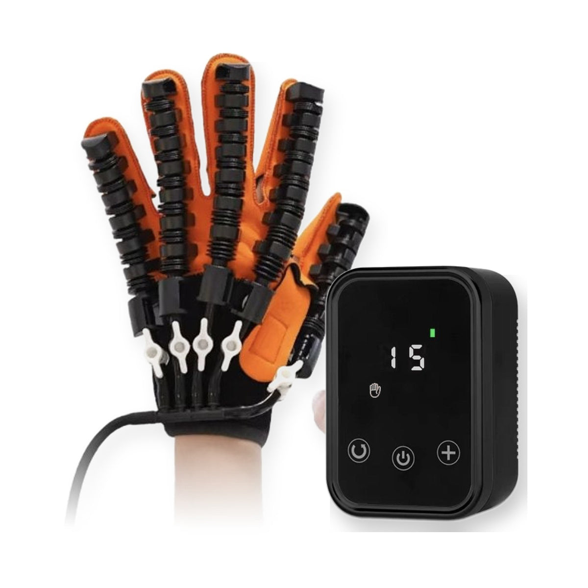 MOVA Handtrainer: Handschuh mit Luftbälgen und Steuergerät mit 15-Minuten-Timer