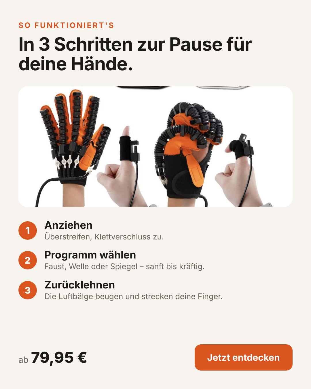 So funktioniert's: Anziehen, Programm wählen, zurücklehnen