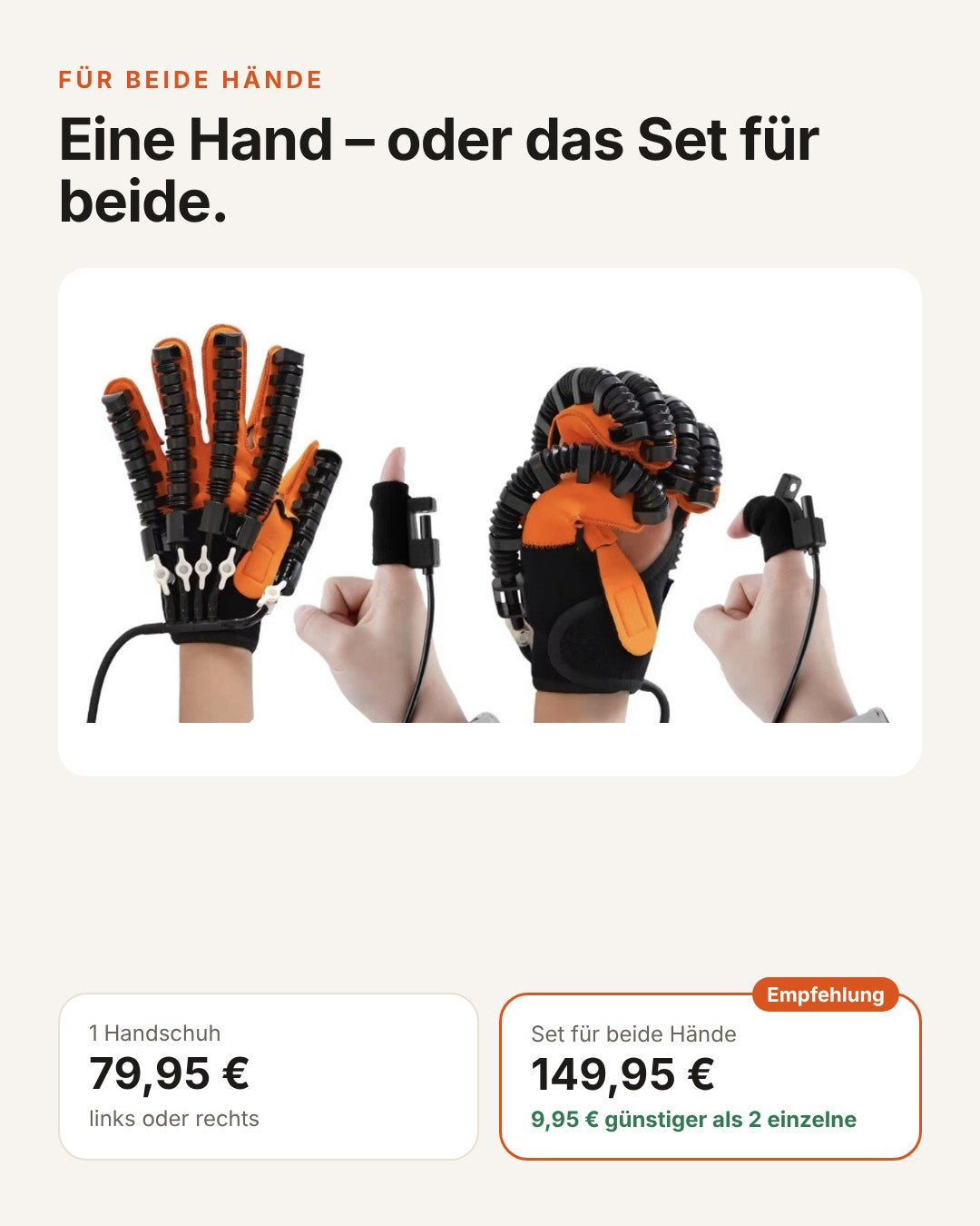 Ein Handschuh oder das Set für beide Hände