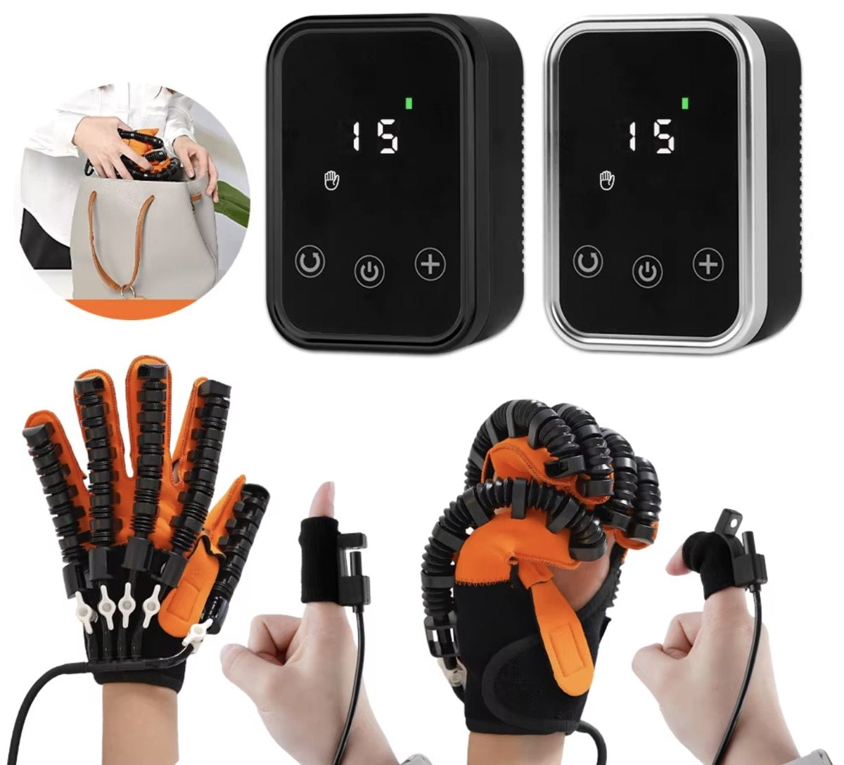 MOVA Handtrainer mit Steuergerät in Schwarz und Silber